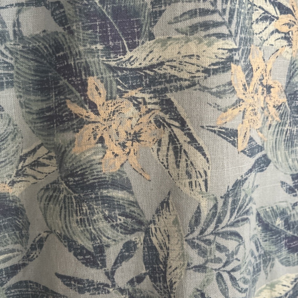 IZOD Saltwater Men's 2XB Blue Hawaiian Tropical Short Sleeve Button Up Shirt - Picture 5 of 8